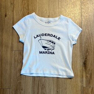 Brandy Melville White and Blue Short Sleeve Tee